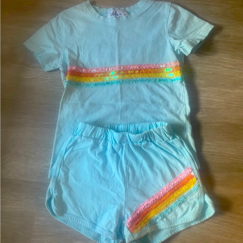Designer kids brand Lola and the boys shirt and short set
